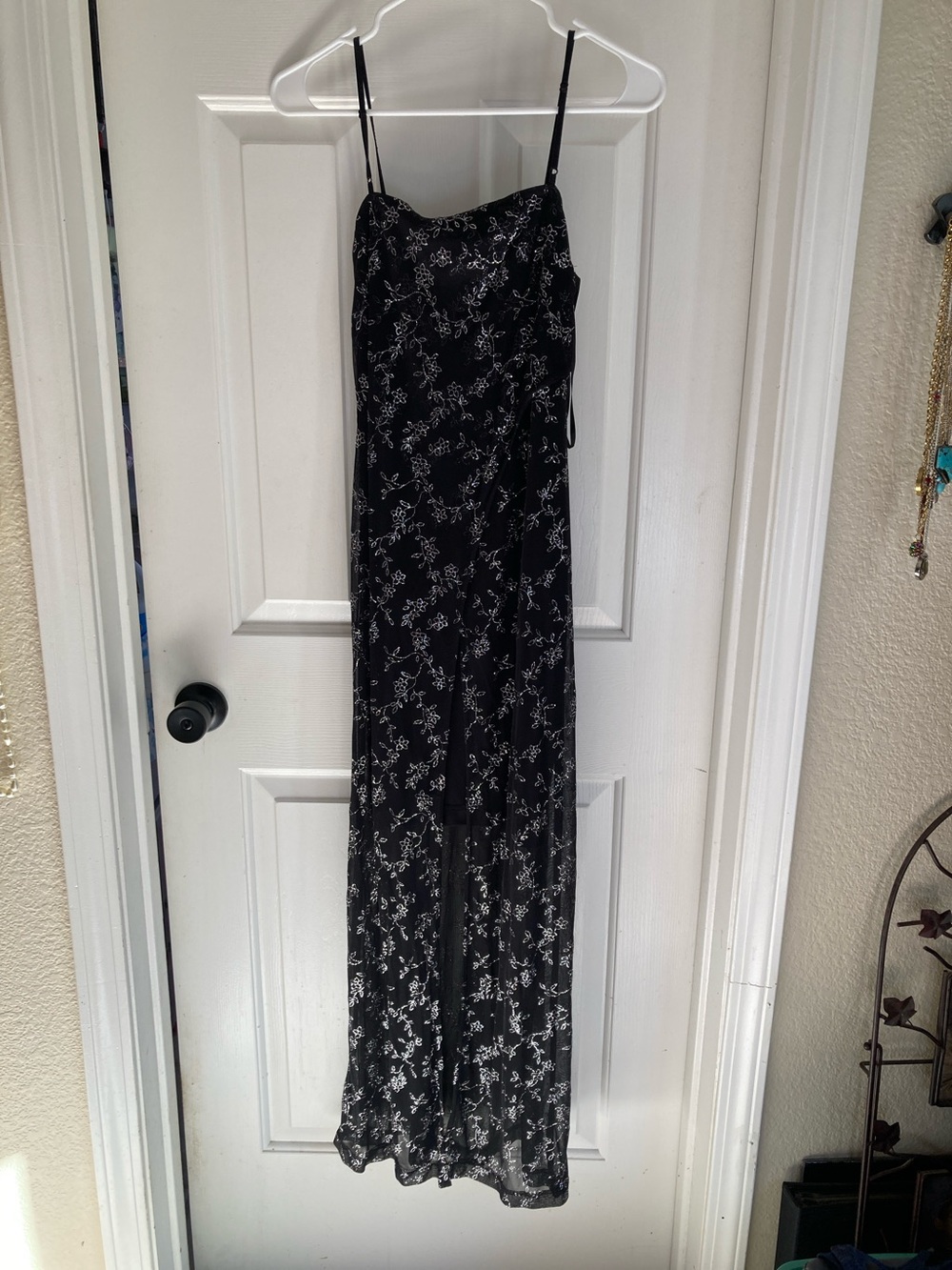 next Black Slip Dress with White Floral Print